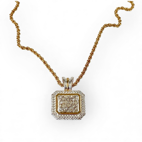Vintage Nina Ricci Avon Gold & Silver Tone Rhinestone Pendant Necklace. - Picture 1 of 5